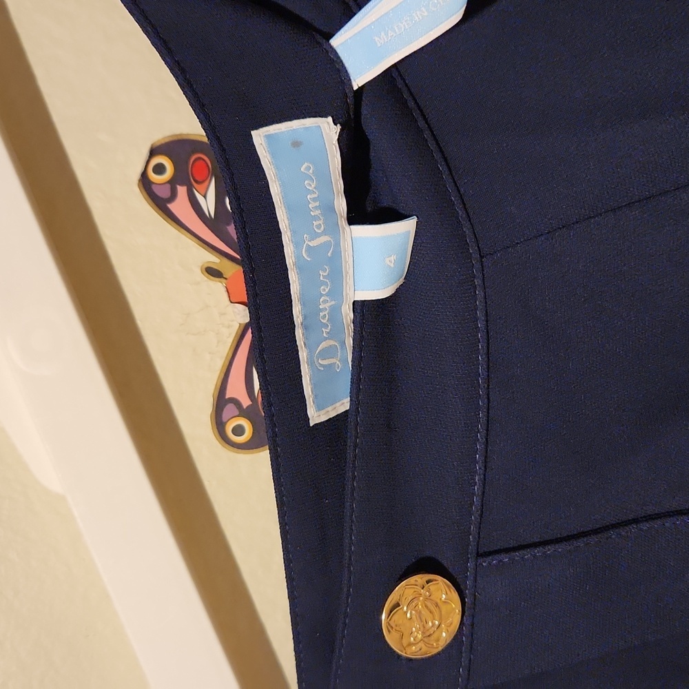 Draper James Navy Wide-Leg Sailor-Style Pants with Gold Buttons - Picture 8 of 14